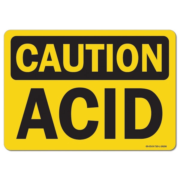 OSHA Caution, 3.5" Height, 5" Width, Decal, 3.5" H, 5" W, Landscape, PK10, Acid